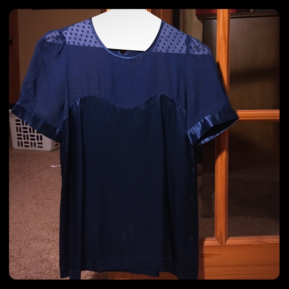 Sapphire blue sweetheart and sheer top